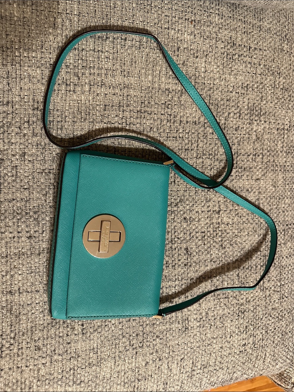 Kate Spade Teal Crossbody Shoulder Bag with Turn-Lock Closure